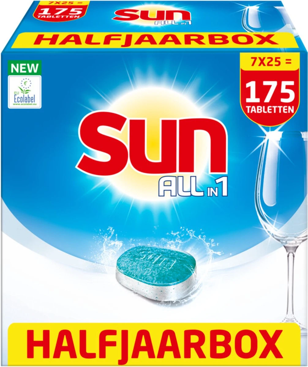SUN® Sun All-in-1 Normaal Vaatwastabletten - 7 X 25 Tabletten - Voordeelverpakking 9 SUN® Sun All-in-1 Normaal Vaatwastabletten - 7 X 25 Tabletten - Voordeelverpakking - Afbeelding 9