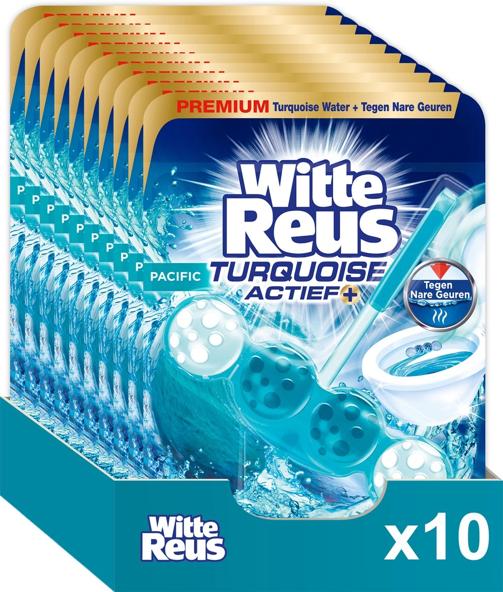 Witte Reus Turquoise Actief Toiletblok - Pacific - WC Blokjes Voordeelverpakking - 10 Stuks 1 Witte Reus Turquoise Actief Toiletblok - Pacific - WC Blokjes Voordeelverpakking - 10 Stuks