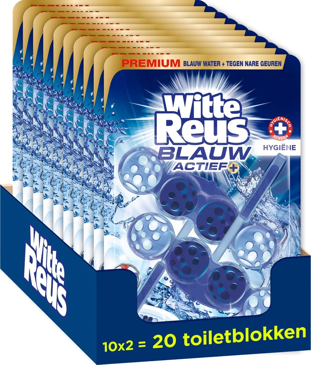 Witte Reus Blauw Actief Toiletblok - Hygiëne - WC Blokjes Voordeelverpakking 20 Stuks 1 Witte Reus Blauw Actief Toiletblok - Hygiëne - WC Blokjes Voordeelverpakking 20 Stuks