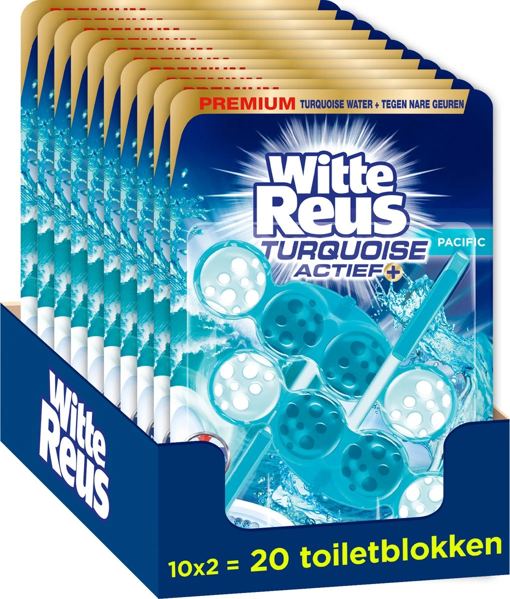 Witte Reus Turquoise Actief Toiletblok WC Blokjes Voordeelverpakking - 20 Stuks 1 Witte Reus Turquoise Actief Toiletblok WC Blokjes Voordeelverpakking - 20 Stuks