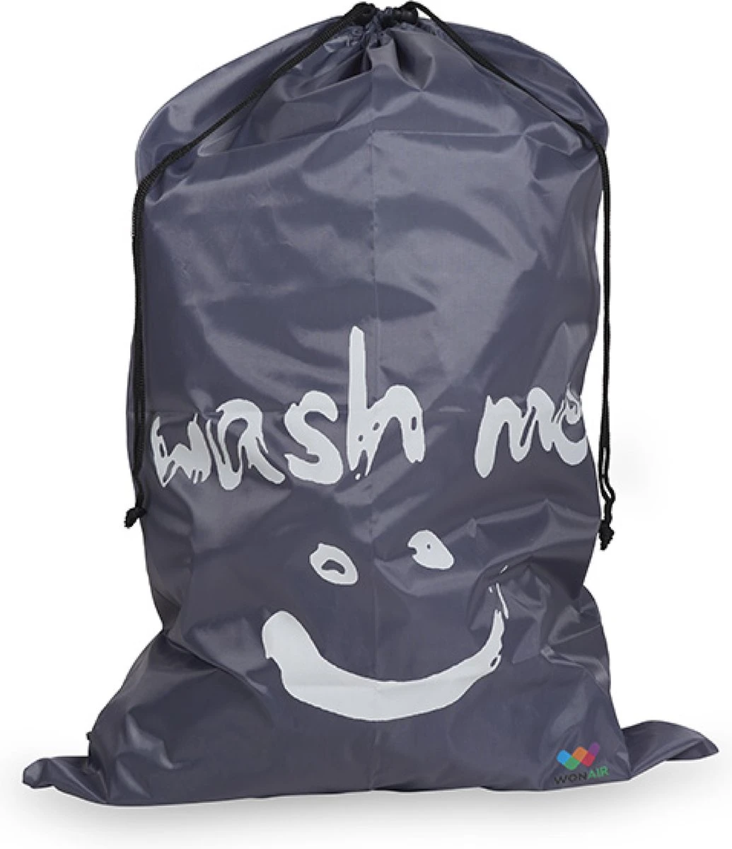 Wonair - Grote Waszak - Wash Me - Wastas - 60x90cm - Grijs - Met Trekkoord 1 Wonair - Grote Waszak - Wash Me - Wastas - 60x90cm - Grijs - Met Trekkoord