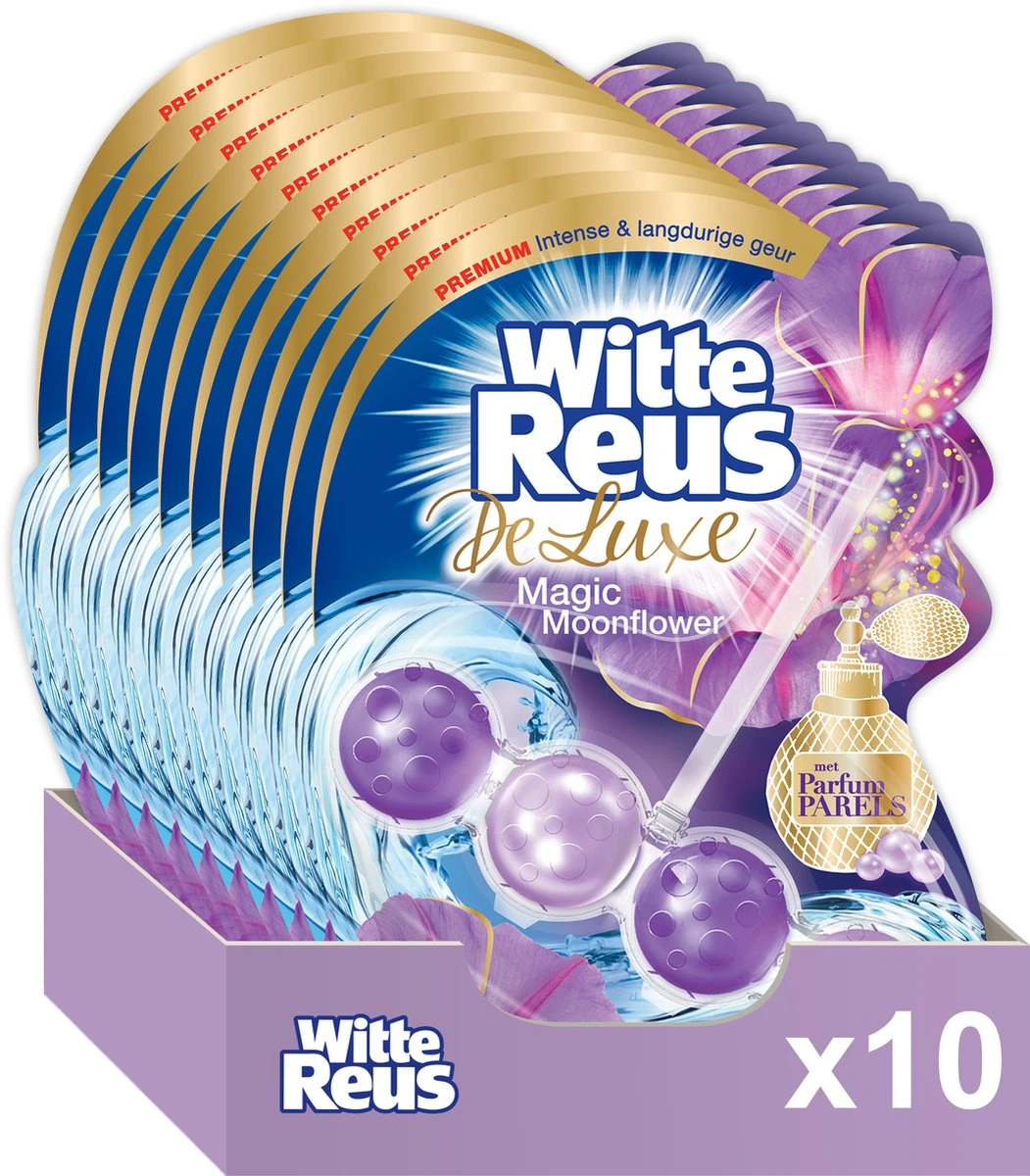 Witte Reus DeLuxe Toiletblok - Magic Moonflower - WC Blokjes Voordeelverpakking - 10 Stuks 1 Witte Reus DeLuxe Toiletblok - Magic Moonflower - WC Blokjes Voordeelverpakking - 10 Stuks
