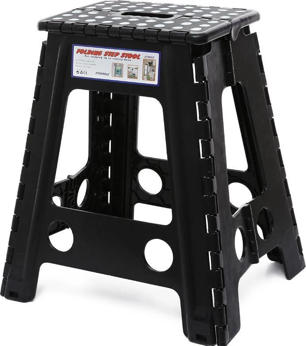 Merkloos Verdikt Kunststof Klapkruk-draagbaar-opvouwbare Kruk-Met Antislip Oppervlak Zwart 29x22cmx45cm 2 Merkloos Verdikt Kunststof Klapkruk-draagbaar-opvouwbare Kruk-Met Antislip Oppervlak Zwart 29x22cmx45cm - Afbeelding 2