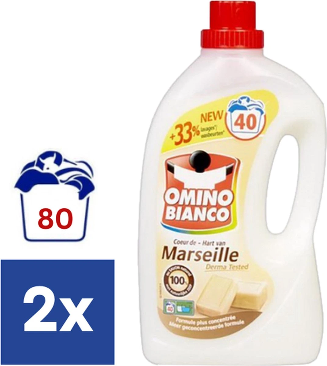 Omino Bianco Hart Van Marseille Vloeibaar Wasmiddel - 2 X 2l (80 Wasbeurten) 1 Omino Bianco Hart Van Marseille Vloeibaar Wasmiddel - 2 X 2l (80 Wasbeurten)
