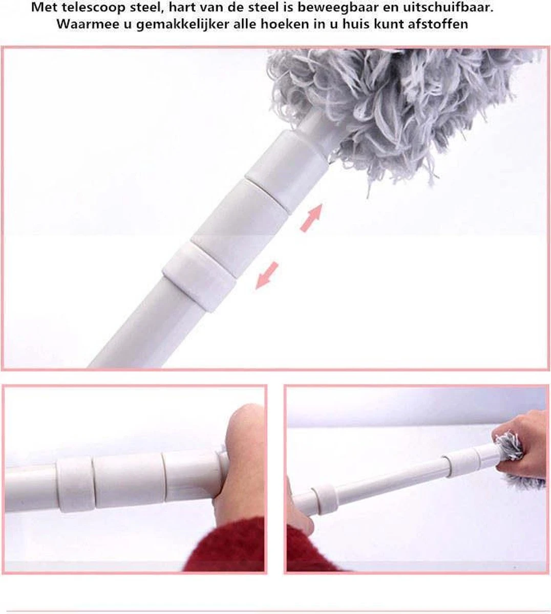 Plumeau/met Telescoopsteel/uitschuifbaar/microvezel Buigbare Borstelkop/9 X 126cm Max-lengte179cm 5 Plumeau/met Telescoopsteel/uitschuifbaar/microvezel Buigbare Borstelkop/9 X 126cm Max-lengte179cm - Afbeelding 5
