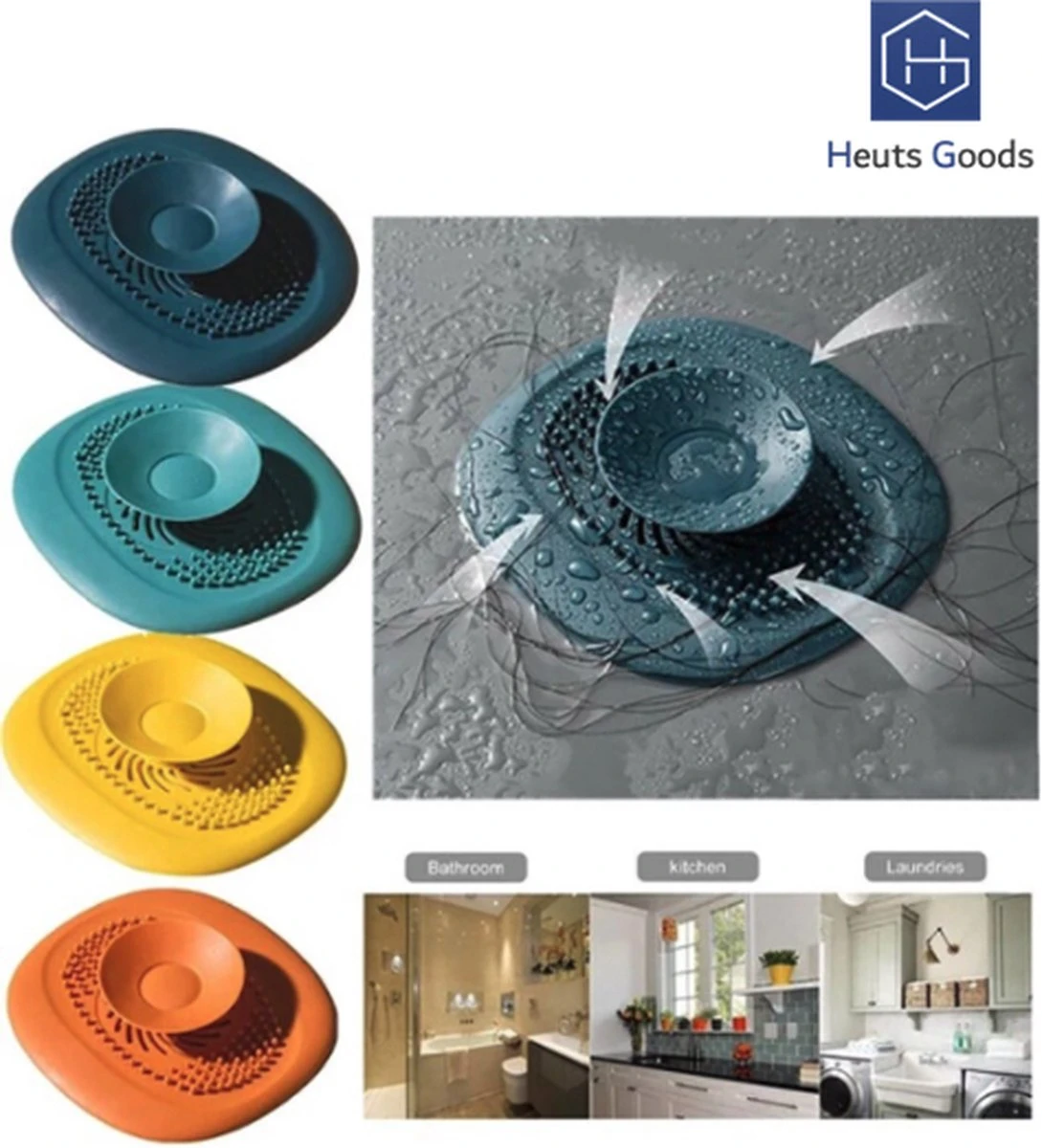 Heuts Goods - Gootsteenzeef - Gootsteenstop - Afvoerzeef - Afvoerstop - Spoelbal - Bad - Douchebak - Keuken - Wasbak - Badkuip - Siliconen - Donkerblauw 1 Heuts Goods - Gootsteenzeef - Gootsteenstop - Afvoerzeef - Afvoerstop - Spoelbal - Bad - Douchebak - Keuken - Wasbak - Badkuip - Siliconen - Donkerblauw