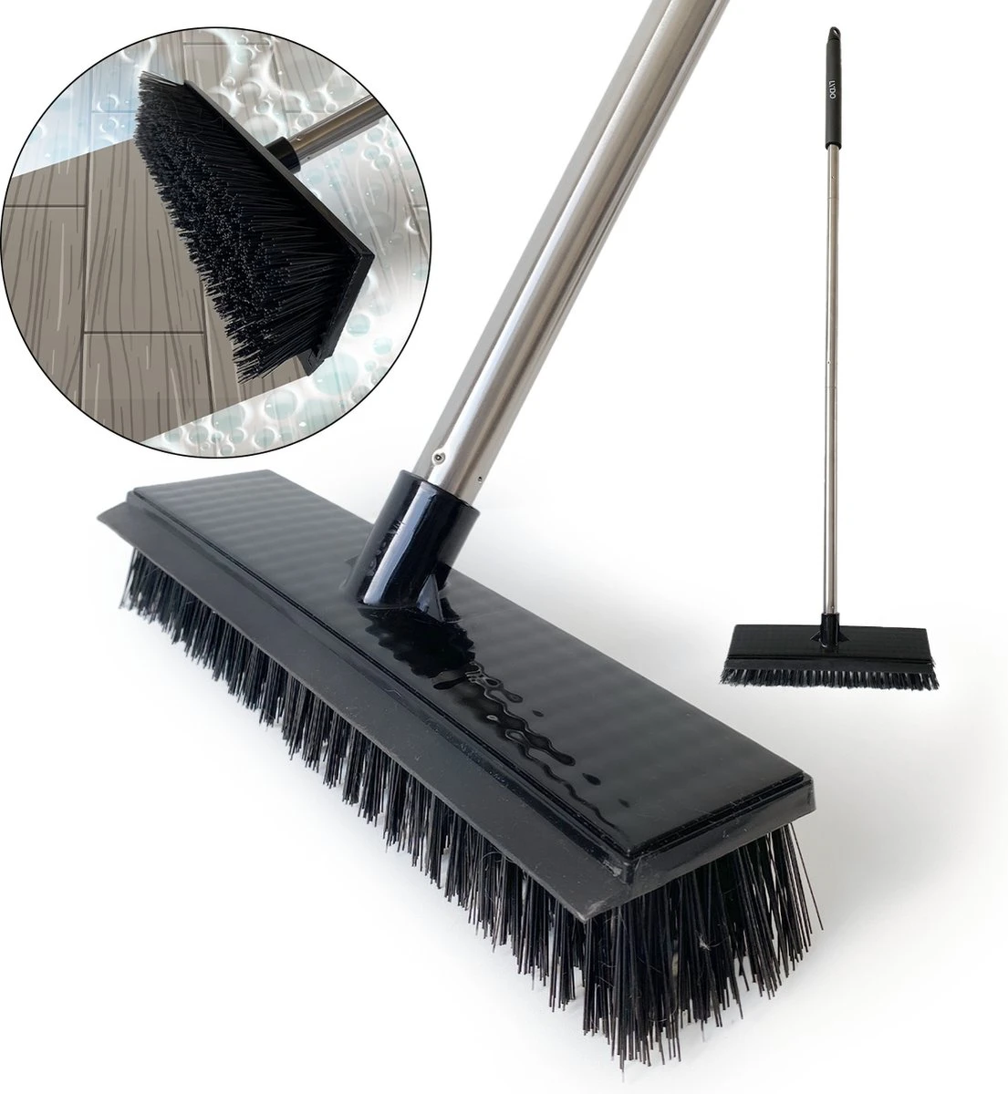 Schrobbezem Zwart Luiwagen Met Steel 120cm - Tuinbezem Straatbezem - Schoonmaak Schrobber Kunststof Harde Bezem - Schrobborstel En Schuurborstel 1 Schrobbezem Zwart Luiwagen Met Steel 120cm - Tuinbezem Straatbezem - Schoonmaak Schrobber Kunststof Harde Bezem - Schrobborstel En Schuurborstel