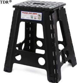 Merkloos Verdikt Kunststof Klapkruk-draagbaar-opvouwbare Kruk-Met Antislip Oppervlak Zwart 29x22cmx45cm