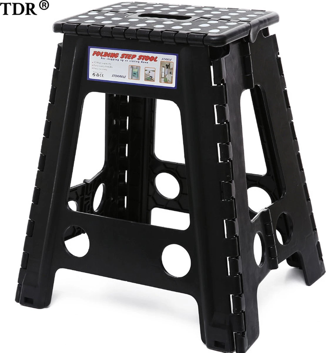 Merkloos Verdikt Kunststof Klapkruk-draagbaar-opvouwbare Kruk-Met Antislip Oppervlak Zwart 29x22cmx45cm 1 Merkloos Verdikt Kunststof Klapkruk-draagbaar-opvouwbare Kruk-Met Antislip Oppervlak Zwart 29x22cmx45cm