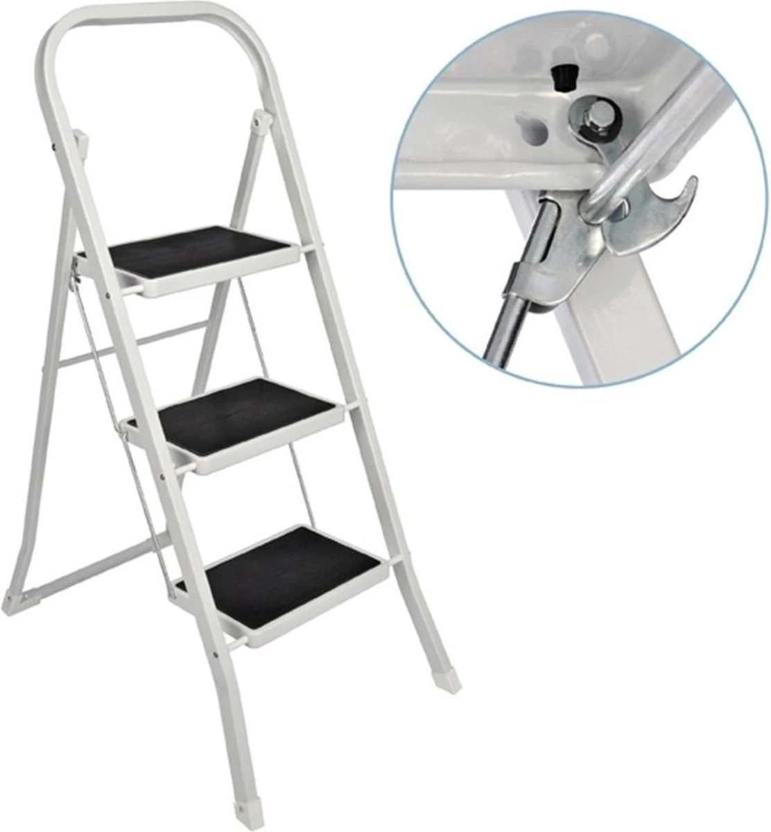 Basic Huishoudtrap 3 Treden - Anti-slip - Max. 150 KG - Anti-Slip Poten 1 Basic Huishoudtrap 3 Treden - Anti-slip - Max. 150 KG - Anti-Slip Poten