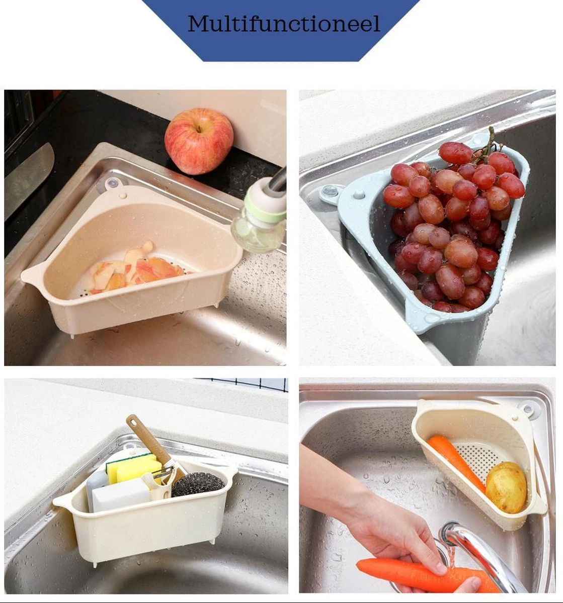 Cless - Gootsteenzeef – Grijs Zeef – Gootsteen Afvalbakje – Opvangbakje – Spoelbak – Afdruipbakje 3 Cless - Gootsteenzeef – Grijs Zeef – Gootsteen Afvalbakje – Opvangbakje – Spoelbak – Afdruipbakje - Afbeelding 3