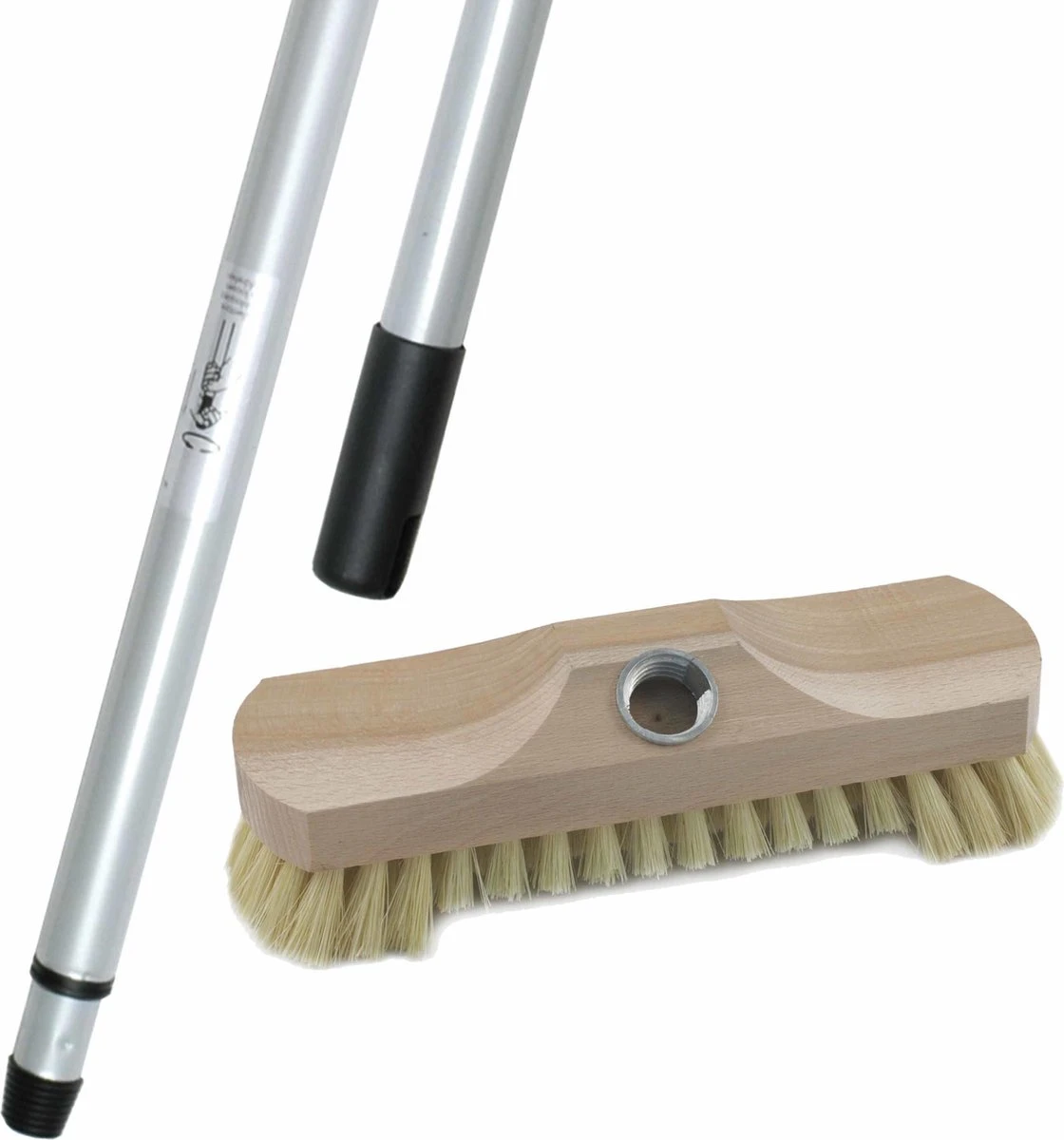 Houten Schrobborstel/schrobber Inclusief Metalen Telescoopsteel Zilver 200 Cm 1 Houten Schrobborstel/schrobber Inclusief Metalen Telescoopsteel Zilver 200 Cm