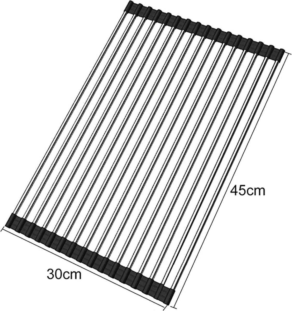 IBright Oprolbare Afdruiprek - Pannen Rooster Hittebestendig - Afdruiprooster - Pannenonderzetter - RVS Zwart 2 IBright Oprolbare Afdruiprek - Pannen Rooster Hittebestendig - Afdruiprooster - Pannenonderzetter - RVS Zwart - Afbeelding 2