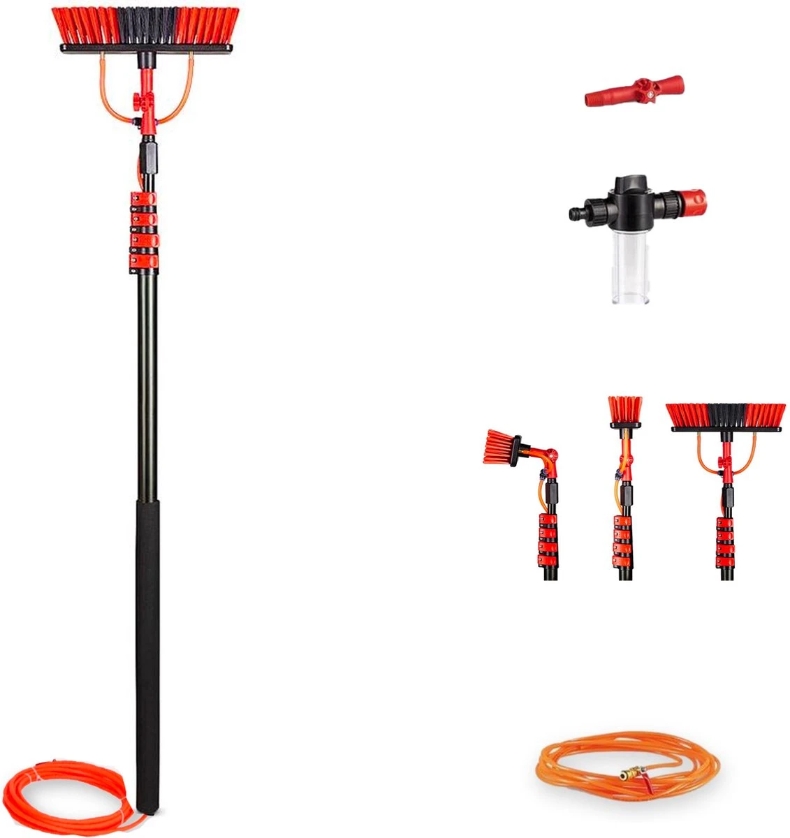 Telescoopsteel Met Borstel 6 Delige Set – Telescoop Met Borstel - Telescoopsteel Ramenwassen – Uitschuifbaar Tot 4,6 Meter - Met Zeepdispenser 1 Telescoopsteel Met Borstel 6 Delige Set – Telescoop Met Borstel - Telescoopsteel Ramenwassen – Uitschuifbaar Tot 4,6 Meter - Met Zeepdispenser