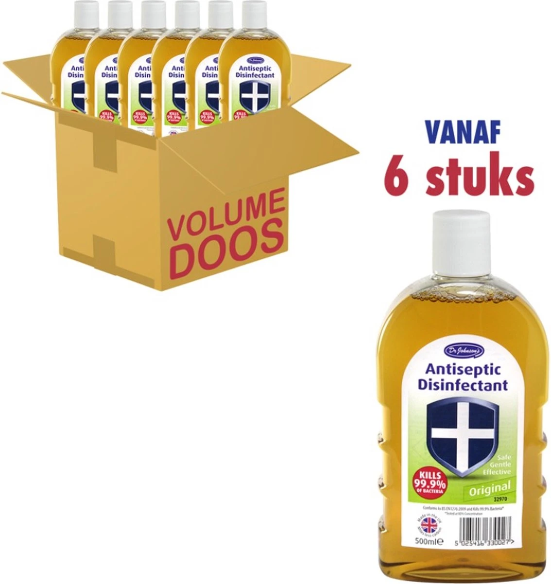 Dr Johnsons Ontsmettingsmiddel - 6 X 500ml Voordeelverpakking - Dettol Antiseptic Alternatief 1 Dr Johnsons Ontsmettingsmiddel - 6 X 500ml Voordeelverpakking - Dettol Antiseptic Alternatief