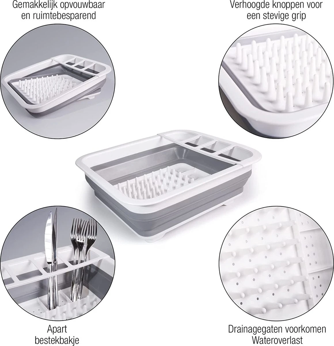 Amazy Afdruiprek Opvouwbaar & Bpa-vrij - Afdruiprek Voor Het Drogen Van Bestek, Borden, Glazen & Flessen - Afdruipmat In Grijs-wit Van Kunststof & Silicone Voor Gootsteen, Spoelbakken, Keuken 6 Amazy Afdruiprek Opvouwbaar & Bpa-vrij - Afdruiprek Voor Het Drogen Van Bestek, Borden, Glazen & Flessen - Afdruipmat In Grijs-wit Van Kunststof & Silicone Voor Gootsteen, Spoelbakken, Keuken - Afbeelding 6