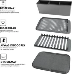 Afdruiprek Met Lekbak - Inclusief Afdruipmat - Opvouwbaar - Afwasrek Met Uitneembare Bestekhouder - Voor Bestek, Borden, Pannen En Schalen -Winkel Voor Schoonmaakartikelen 1167x1200 3