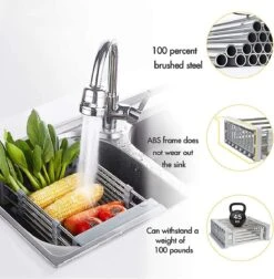 IBright Verstelbare Keukenrek - Gootsteen Mand - Afdruiprek – Vergiet – Verstelbaar In Lengte - Uitschuifbaar - RVS Grijs 22 IBright Verstelbare Keukenrek - Gootsteen Mand - Afdruiprek – Vergiet – Verstelbaar In Lengte - Uitschuifbaar - RVS Grijs -Winkel Voor Schoonmaakartikelen 1174x1200 3