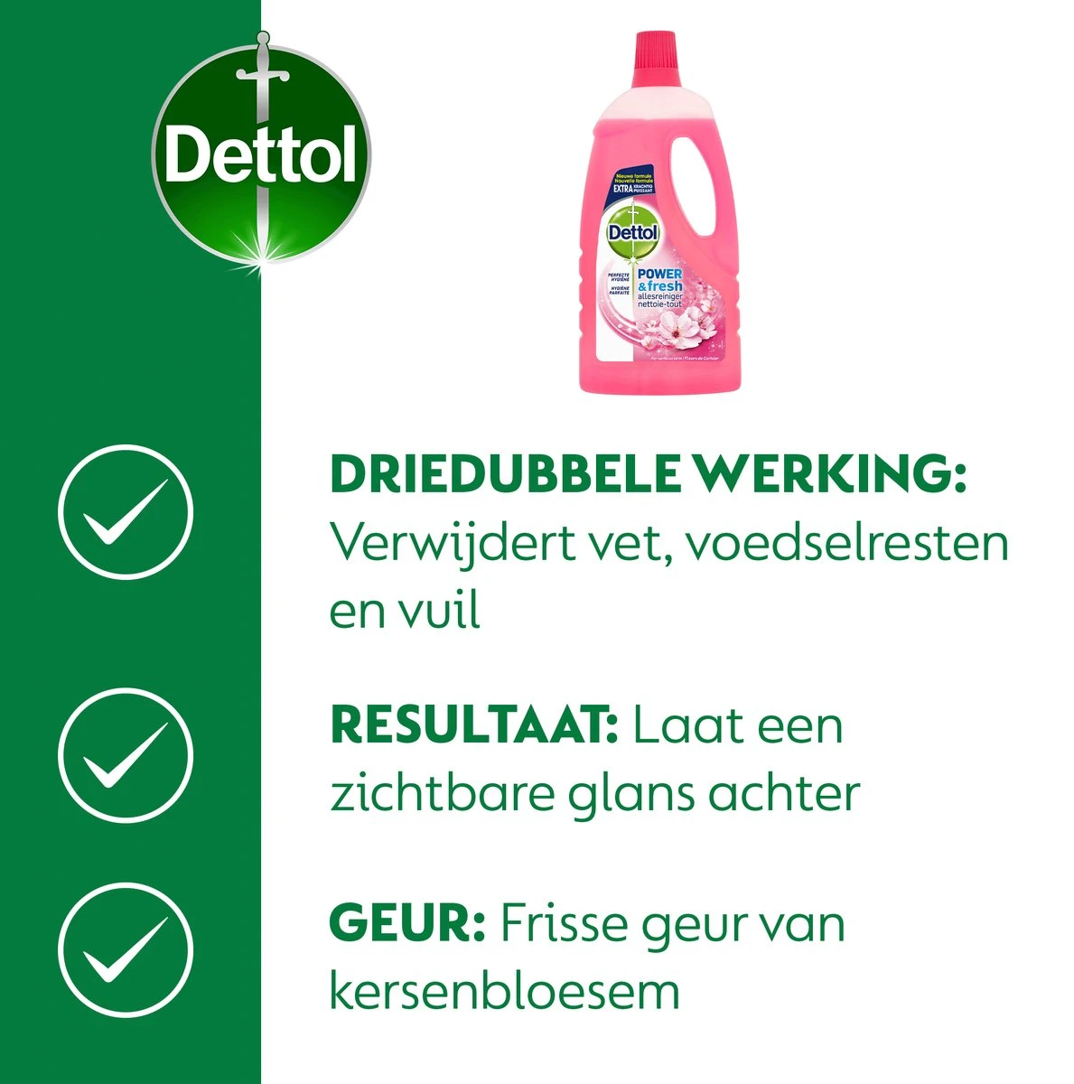 Dettol - Power & Fresh - Allesreiniger - Kersenbloesem - 8 X 1 Liter 5 Dettol - Power & Fresh - Allesreiniger - Kersenbloesem - 8 X 1 Liter - Afbeelding 5