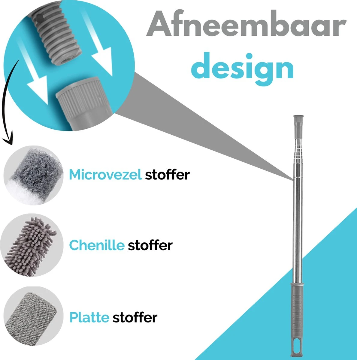 VAIVE Plumeau Uitschuifbaar - Stoffer - Duster - Ragebol Met Telescoopsteel 2 VAIVE Plumeau Uitschuifbaar - Stoffer - Duster - Ragebol Met Telescoopsteel - Afbeelding 2