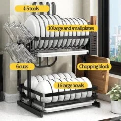 Doogo® Afdruiprek Met Lekbak 2 Laags – Inklapbaar - Muur Hangen Mogelijke - Afwasrek – Met 2 Lekbakken – Extra Accessories Voor Servies En Snijplanken - RVS 19 Doogo® Afdruiprek Met Lekbak 2 Laags – Inklapbaar - Muur Hangen Mogelijke - Afwasrek – Met 2 Lekbakken – Extra Accessories Voor Servies En Snijplanken - RVS -Winkel Voor Schoonmaakartikelen 1195x1200 7