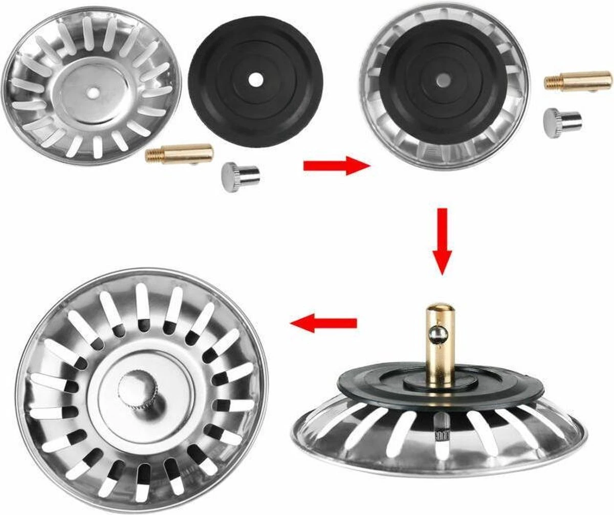 Afvoerzeef Roestvrijstaal - Gootsteen Zeef - Gootsteen Stopper - RVS - 80mm 3 Afvoerzeef Roestvrijstaal - Gootsteen Zeef - Gootsteen Stopper - RVS - 80mm - Afbeelding 3