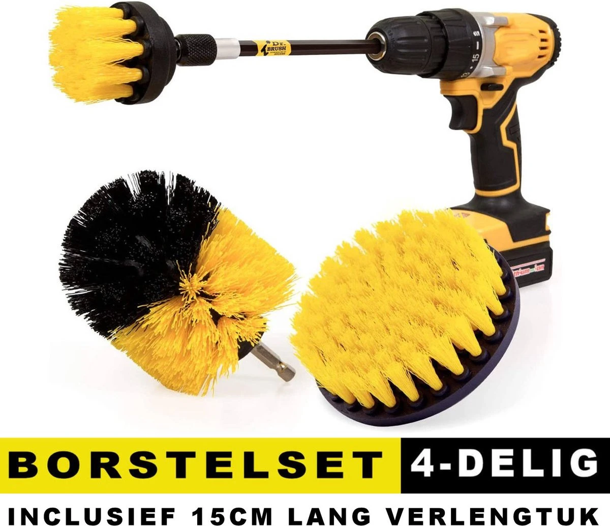 Professionele 4 Delige Borstelset Voor De Boormachine Incl. Verlengstuk, Deze Schoonmaak Schuurborstel Elektrisch Opzetborstel Schrobborstel Set Is Geschikt Als Schrobber Voor Badkamer, Auto, Keuken En Tuin 6 Professionele 4 Delige Borstelset Voor De Boormachine Incl. Verlengstuk, Deze Schoonmaak Schuurborstel Elektrisch Opzetborstel Schrobborstel Set Is Geschikt Als Schrobber Voor Badkamer, Auto, Keuken En Tuin - Afbeelding 6