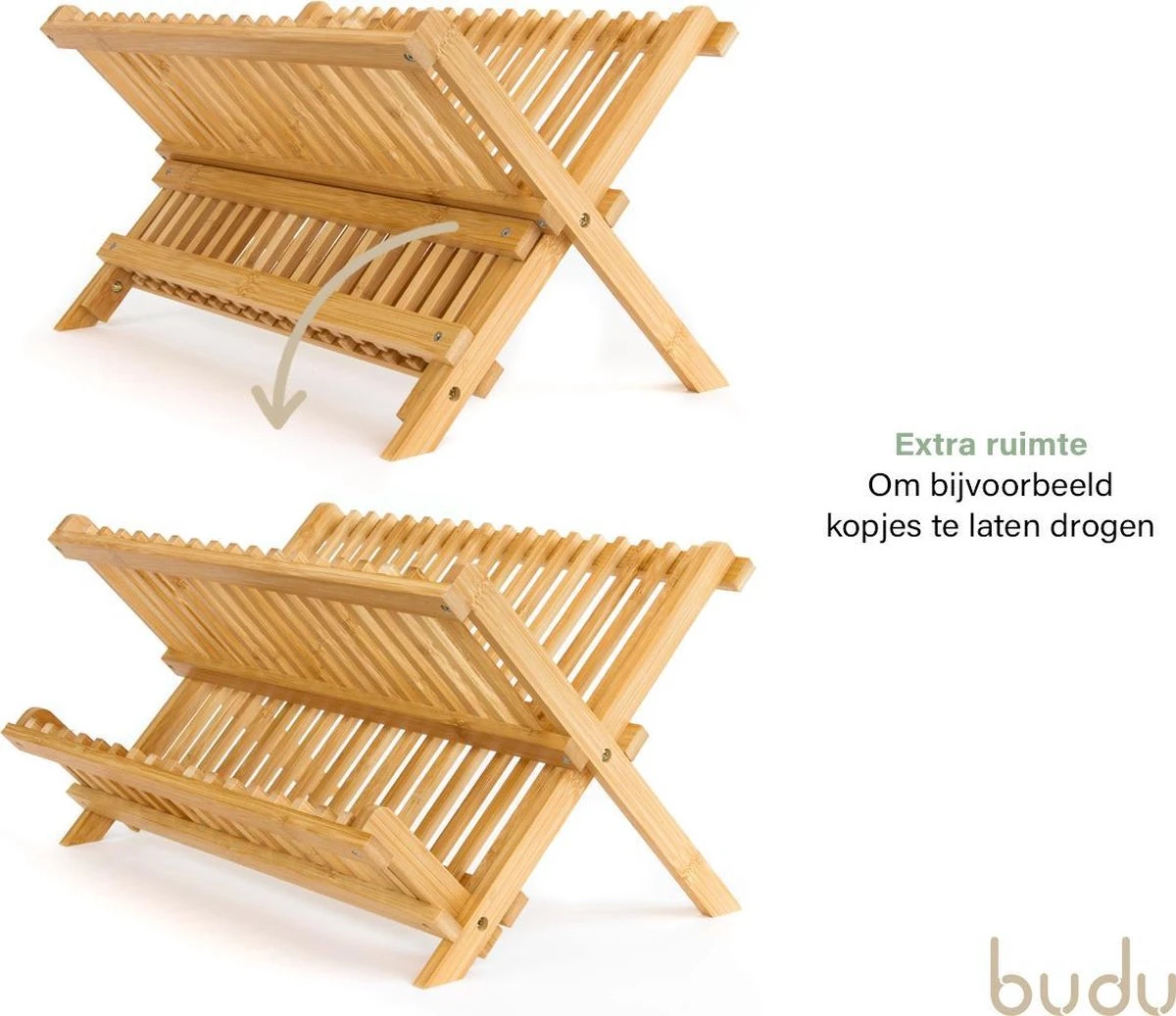 Budu Afdruiprek - Afdruiprekje Van Bamboe Hout - Afdruiprek Voor Afwas - Vaatwasrek - Keukenrek - Inklapbaar - Opvouwbaar - 4 Budu Afdruiprek - Afdruiprekje Van Bamboe Hout - Afdruiprek Voor Afwas - Vaatwasrek - Keukenrek - Inklapbaar - Opvouwbaar - - Afbeelding 4
