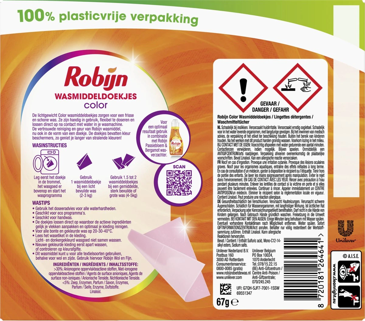 Robijn Classics Color Wasmiddeldoekjes - 4 X 16 Wasstrips - Voordeelverpakking 4 Robijn Classics Color Wasmiddeldoekjes - 4 X 16 Wasstrips - Voordeelverpakking - Afbeelding 4