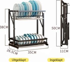 Doogo® Afdruiprek Met Lekbak 2 Laags – Inklapbaar - Muur Hangen Mogelijke - Afwasrek – Met 2 Lekbakken – Extra Accessories Voor Servies En Snijplanken - RVS 14 Doogo® Afdruiprek Met Lekbak 2 Laags – Inklapbaar - Muur Hangen Mogelijke - Afwasrek – Met 2 Lekbakken – Extra Accessories Voor Servies En Snijplanken - RVS -Winkel Voor Schoonmaakartikelen 1200x1056