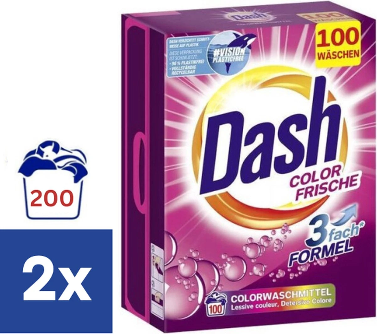 Dash Color Fris Waspoeder - 2 X 6 Kg (200 Wasbeurten) 1 Dash Color Fris Waspoeder - 2 X 6 Kg (200 Wasbeurten)
