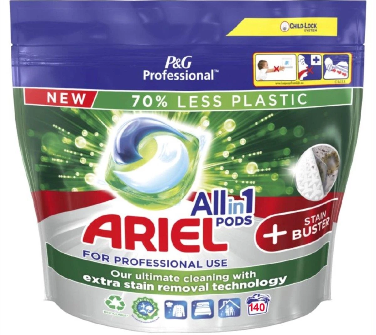Ariel All In 1 Pods + Stain Buster- 2x70 Wasbeurten - Voordeelverpakking 1 Ariel All In 1 Pods + Stain Buster- 2x70 Wasbeurten - Voordeelverpakking