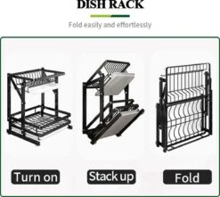 TammaT - Afdruiprek Met Lekbak 2 Laags – Inklapbaar - Afwasrek – Met 2 Lekbakken – Extra Accessories Voor Servies En Snijplanken - RVS - 38x35x26,5cm 21 TammaT - Afdruiprek Met Lekbak 2 Laags – Inklapbaar - Afwasrek – Met 2 Lekbakken – Extra Accessories Voor Servies En Snijplanken - RVS - 38x35x26,5cm -Winkel Voor Schoonmaakartikelen 1200x1076