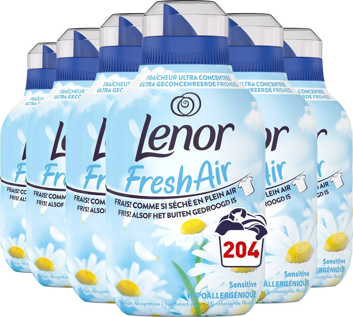 Lenor Fresh Air Sensitive - Wasverzachter - 6 X 34 Wasbeurten Voordeelverpakking 1 Lenor Fresh Air Sensitive - Wasverzachter - 6 X 34 Wasbeurten Voordeelverpakking