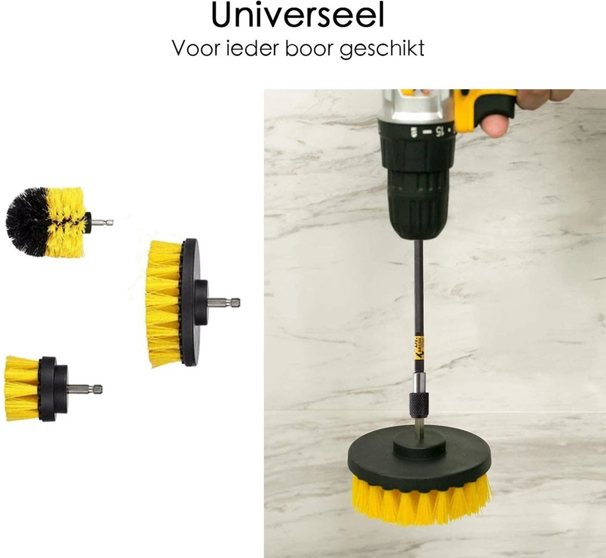 Professionele 4 Delige Borstelset Voor De Boormachine Incl. Verlengstuk, Deze Schoonmaak Schuurborstel Elektrisch Opzetborstel Schrobborstel Set Is Geschikt Als Schrobber Voor Badkamer, Auto, Keuken En Tuin 8 Professionele 4 Delige Borstelset Voor De Boormachine Incl. Verlengstuk, Deze Schoonmaak Schuurborstel Elektrisch Opzetborstel Schrobborstel Set Is Geschikt Als Schrobber Voor Badkamer, Auto, Keuken En Tuin - Afbeelding 8