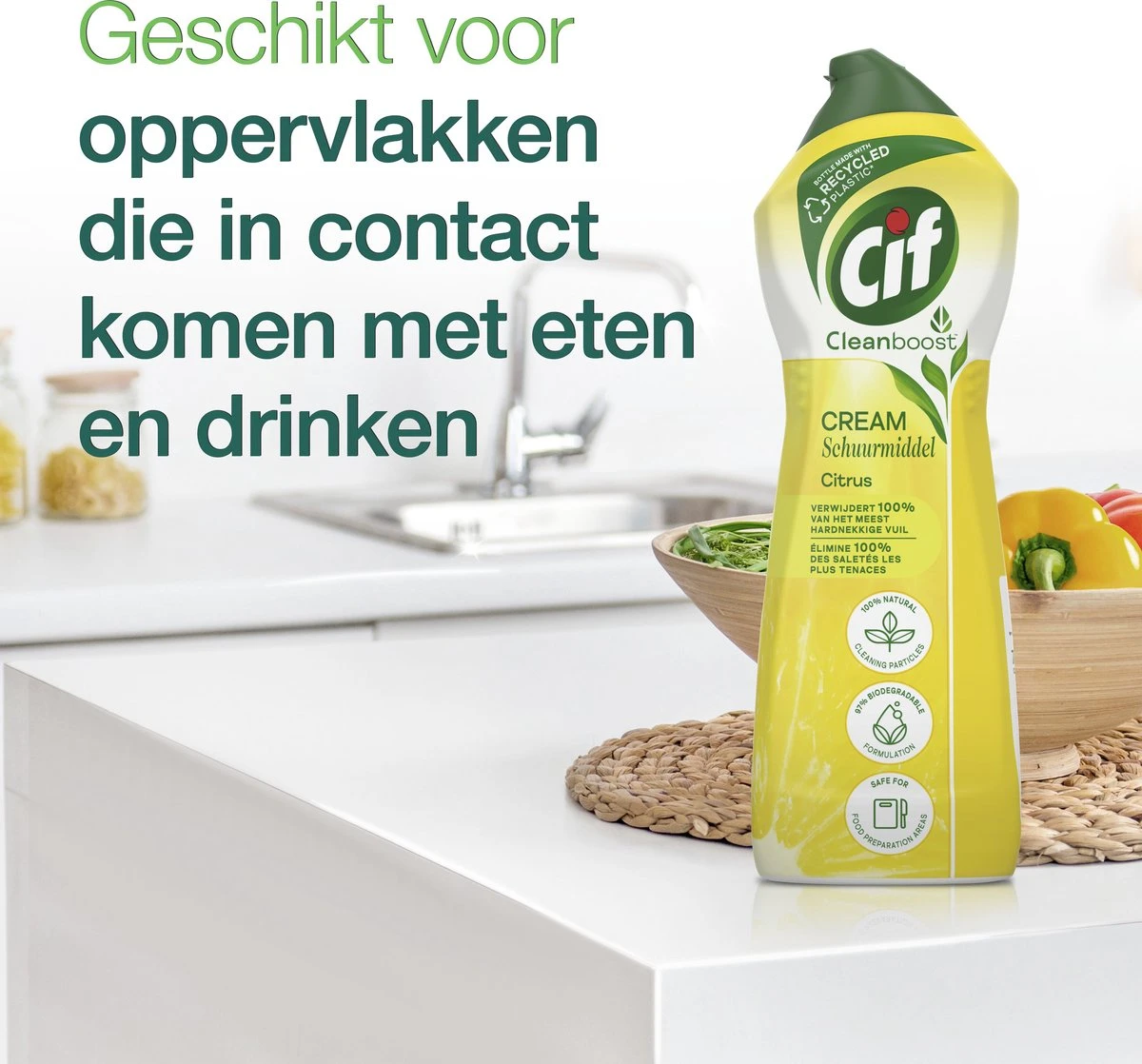 Cif CleanBoost Cream Citroen Schuurmiddel - 8 X 750 Ml - Voordeelverpakking 3 Cif CleanBoost Cream Citroen Schuurmiddel - 8 X 750 Ml - Voordeelverpakking - Afbeelding 3