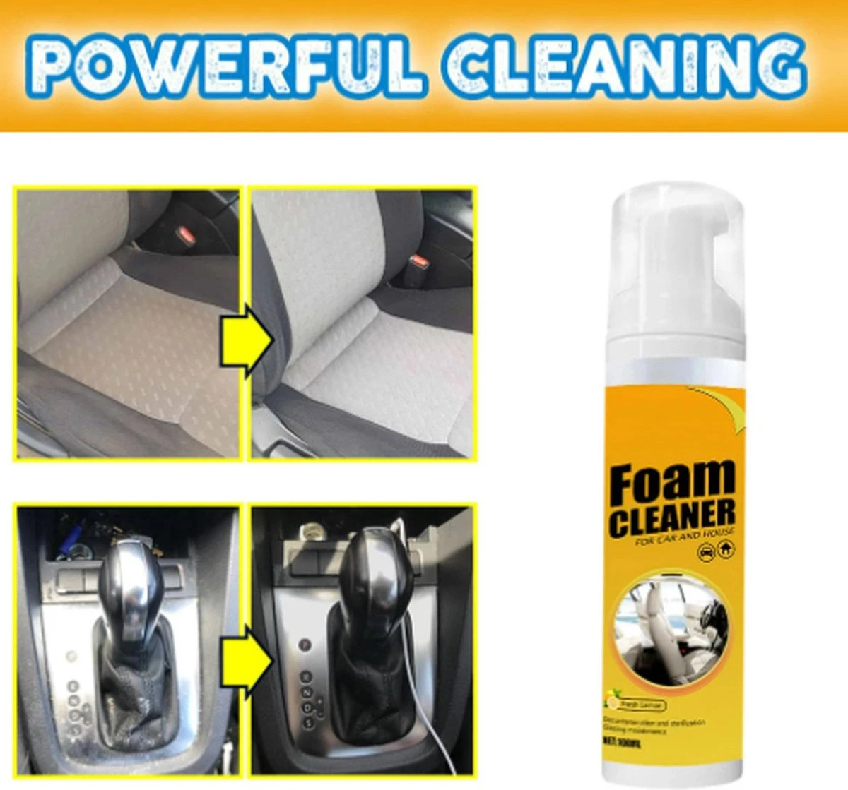 TLVX Bekleding Reiniger / Schuim Reiniger / Vlekken Reinigen / Interieur Reiniger / Foam Cleaner / 150ml / Auto Schoonmaak / Citroen Geur / Auto Interieur Reiniger / Vlekken Verwijderen Bankstel / Auto Stoel Schoonmaken / Effectief! 3 TLVX Bekleding Reiniger / Schuim Reiniger / Vlekken Reinigen / Interieur Reiniger / Foam Cleaner / 150ml / Auto Schoonmaak / Citroen Geur / Auto Interieur Reiniger / Vlekken Verwijderen Bankstel / Auto Stoel Schoonmaken / Effectief! - Afbeelding 3