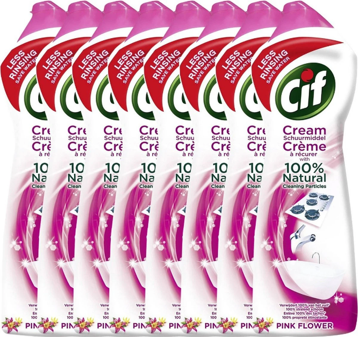 CIF Cream Pink Flower - 8 X 500 Ml - Schuurmiddel - Voordeelverpakking 3 CIF Cream Pink Flower - 8 X 500 Ml - Schuurmiddel - Voordeelverpakking - Afbeelding 3