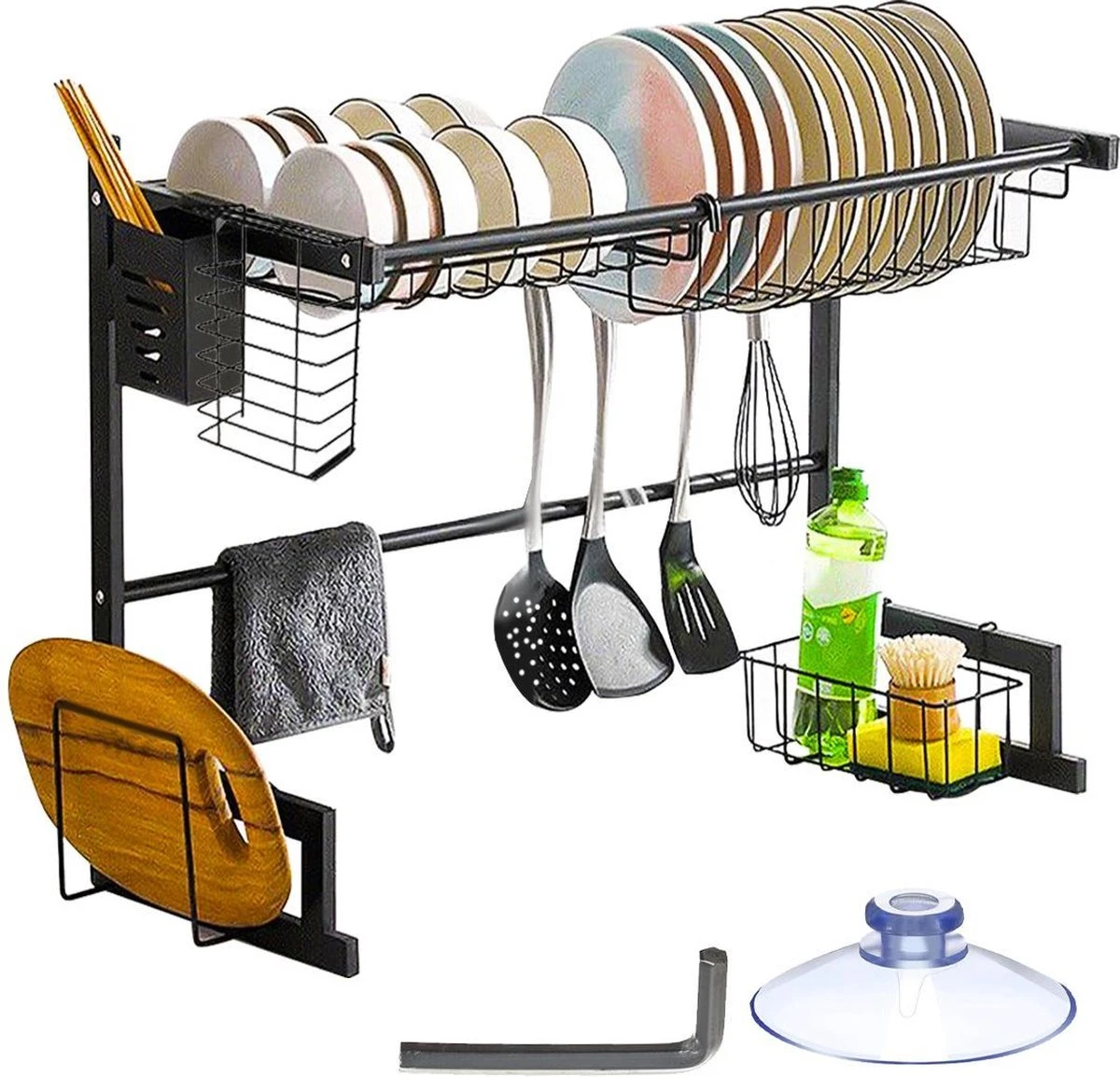 Afdruiprek Droger Zwart Voor Bestek Boven De Gootsteen 65 Cm X 29 Cm X 52 Cm 10 Afdruiprek Droger Zwart Voor Bestek Boven De Gootsteen 65 Cm X 29 Cm X 52 Cm - Afbeelding 10