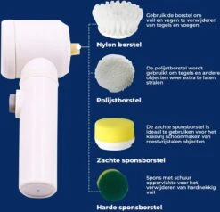 B-care Magic Brush - Elektrische Multifunctionele Schoonmaakborstel - 7 Opzetstukken - Wasborstel - Poetsmachine - Schrobborstel - Handborstel - Werkborstel - Schrobber - Boorborstel - Reinigingsborstel -Winkel Voor Schoonmaakartikelen 1200x1156 9