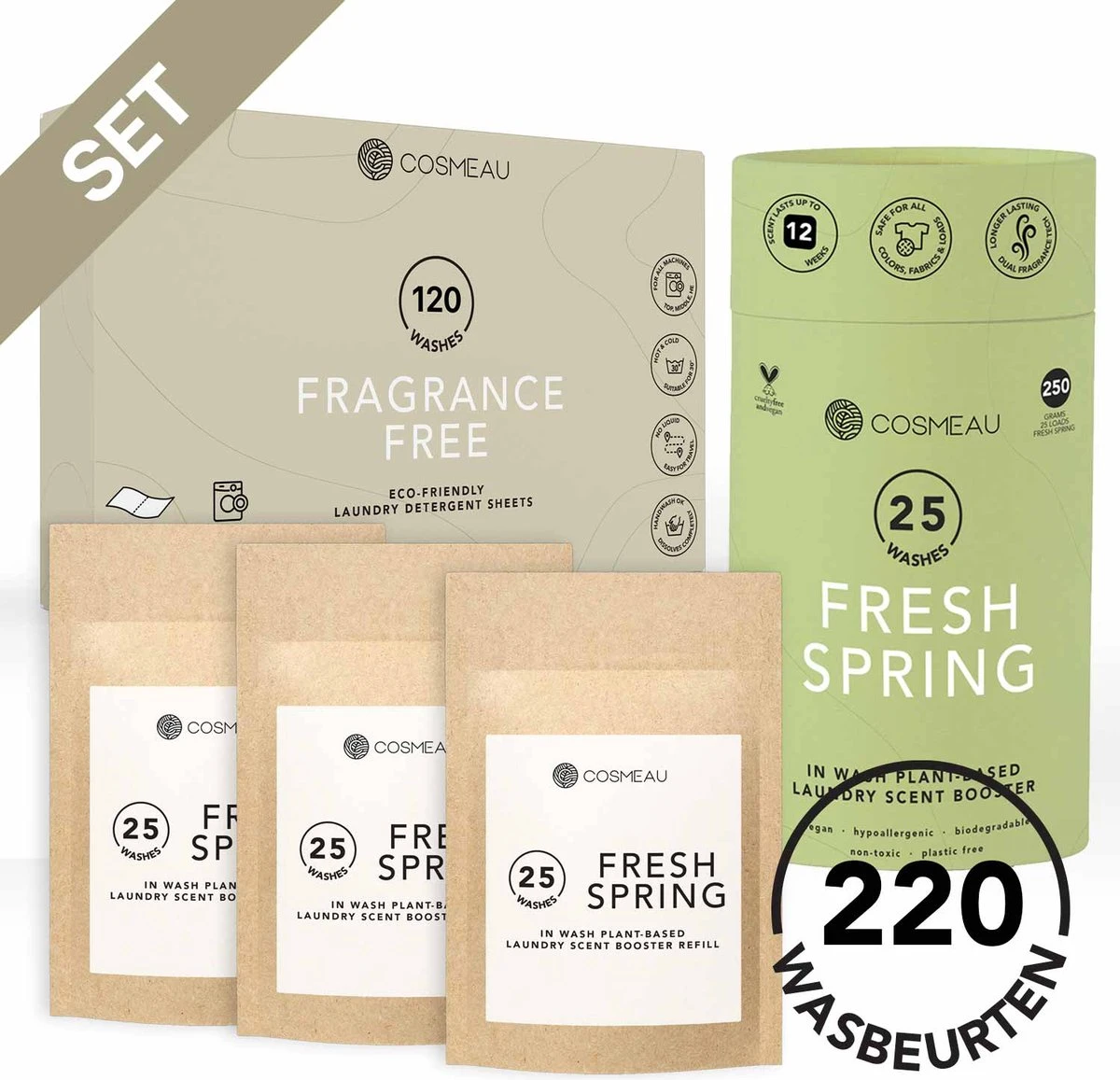 Cosmeau Wasmiddel + Geurbooster Combo Set Wasstrips 120 Wasbeurten Voordeel Geurparels - Geurbooster 1 Cosmeau Wasmiddel + Geurbooster Combo Set Wasstrips 120 Wasbeurten Voordeel Geurparels - Geurbooster