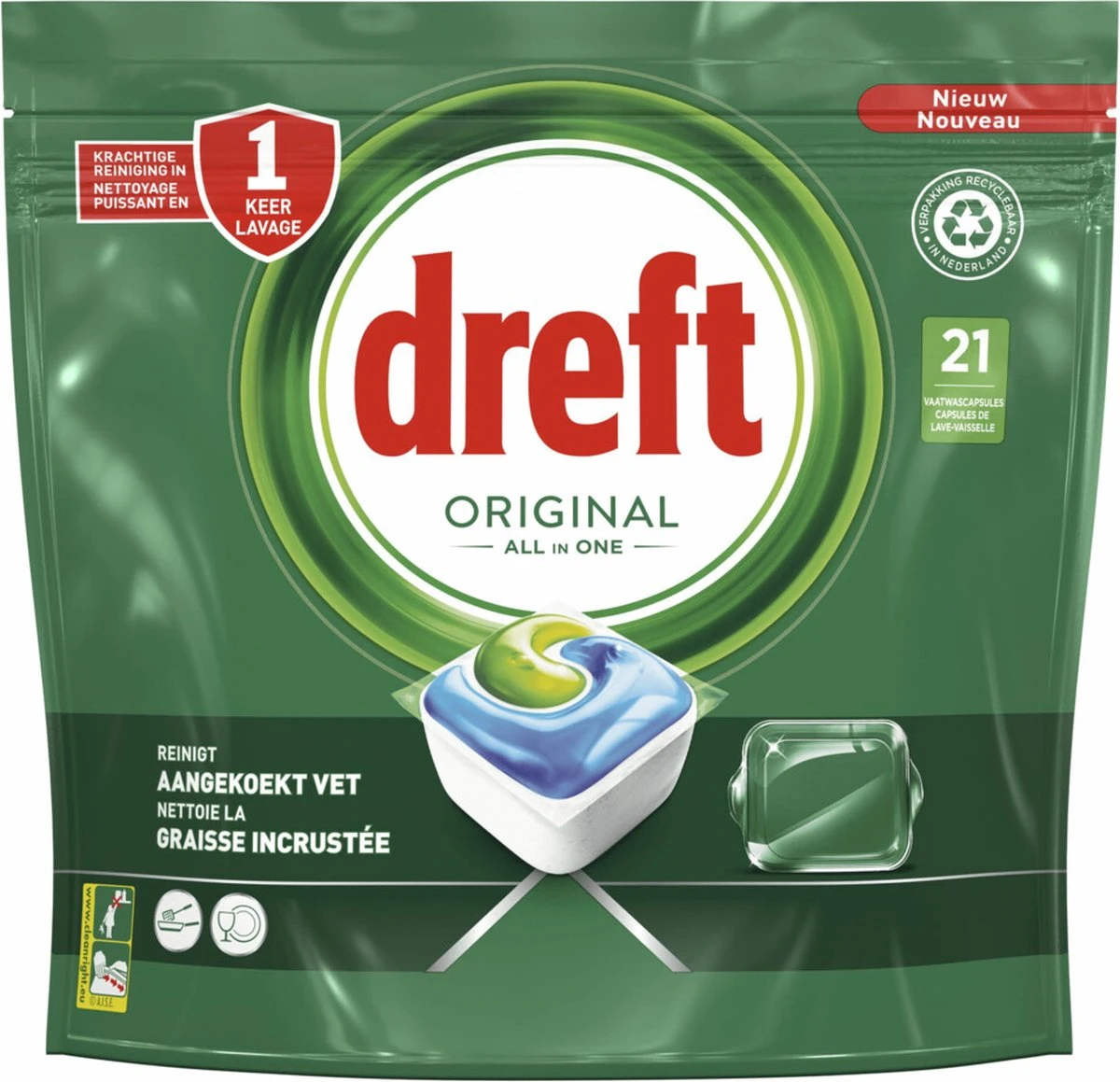 Dreft Original All In One Vaatwastabletten Regular - Voordeelverpakking 5 X 21 Stuks 1 Dreft Original All In One Vaatwastabletten Regular - Voordeelverpakking 5 X 21 Stuks