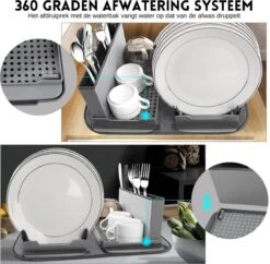 Afdruiprek Met Lekbak - Inclusief Afdruipmat - Opvouwbaar - Afwasrek Met Uitneembare Bestekhouder - Voor Bestek, Borden, Pannen En Schalen -Winkel Voor Schoonmaakartikelen 1200x1176 6
