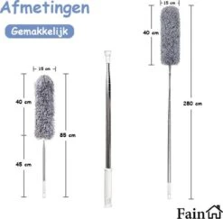 Fain® Plumeau Met Telescoopsteel – Grijs – 80 Tot 280 Cm - Uitschuifbaar – Wasbaar - Flexibel 360° Draaibaar – Duster - Microvezel Ragebol -Winkel Voor Schoonmaakartikelen 1200x1182 8