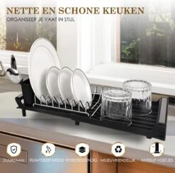 MIRI Afdruiprek – Afwasrek – Uitschuifbaar – Met Lekbak In Gootsteen – Afwas – Roestvrij Staal – Zwart 14 MIRI Afdruiprek – Afwasrek – Uitschuifbaar – Met Lekbak In Gootsteen – Afwas – Roestvrij Staal – Zwart -Winkel Voor Schoonmaakartikelen 1200x1183 4