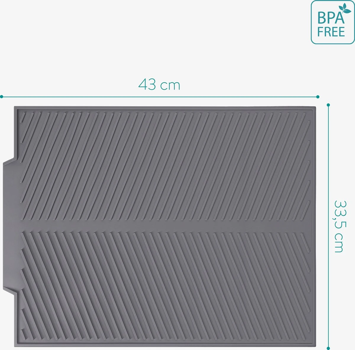 Navaris Siliconen Droogmat Met Afvoer - Aanrecht Droogmat Voor Afwas, Borden, Bestek, Glazen - Grijs 5 Navaris Siliconen Droogmat Met Afvoer - Aanrecht Droogmat Voor Afwas, Borden, Bestek, Glazen - Grijs - Afbeelding 5