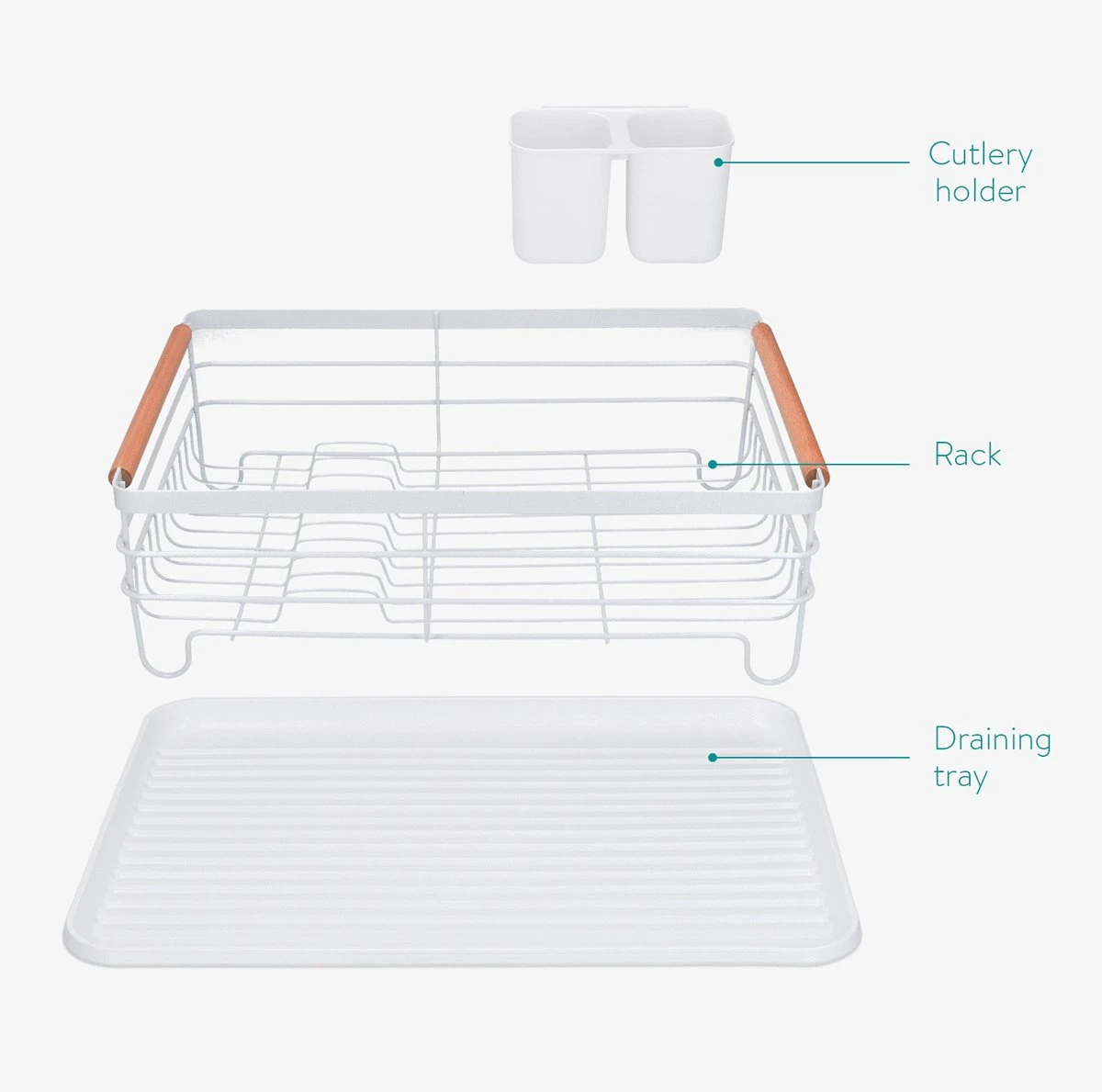 Navaris Afdruiprek Met Uitneembare Bestekhouder - Afwasrek Met Losse Lekbak - Vaatwasrek Met Plateau - Voor Bestek, Borden, Schalen En Pannen 5 Navaris Afdruiprek Met Uitneembare Bestekhouder - Afwasrek Met Losse Lekbak - Vaatwasrek Met Plateau - Voor Bestek, Borden, Schalen En Pannen - Afbeelding 5