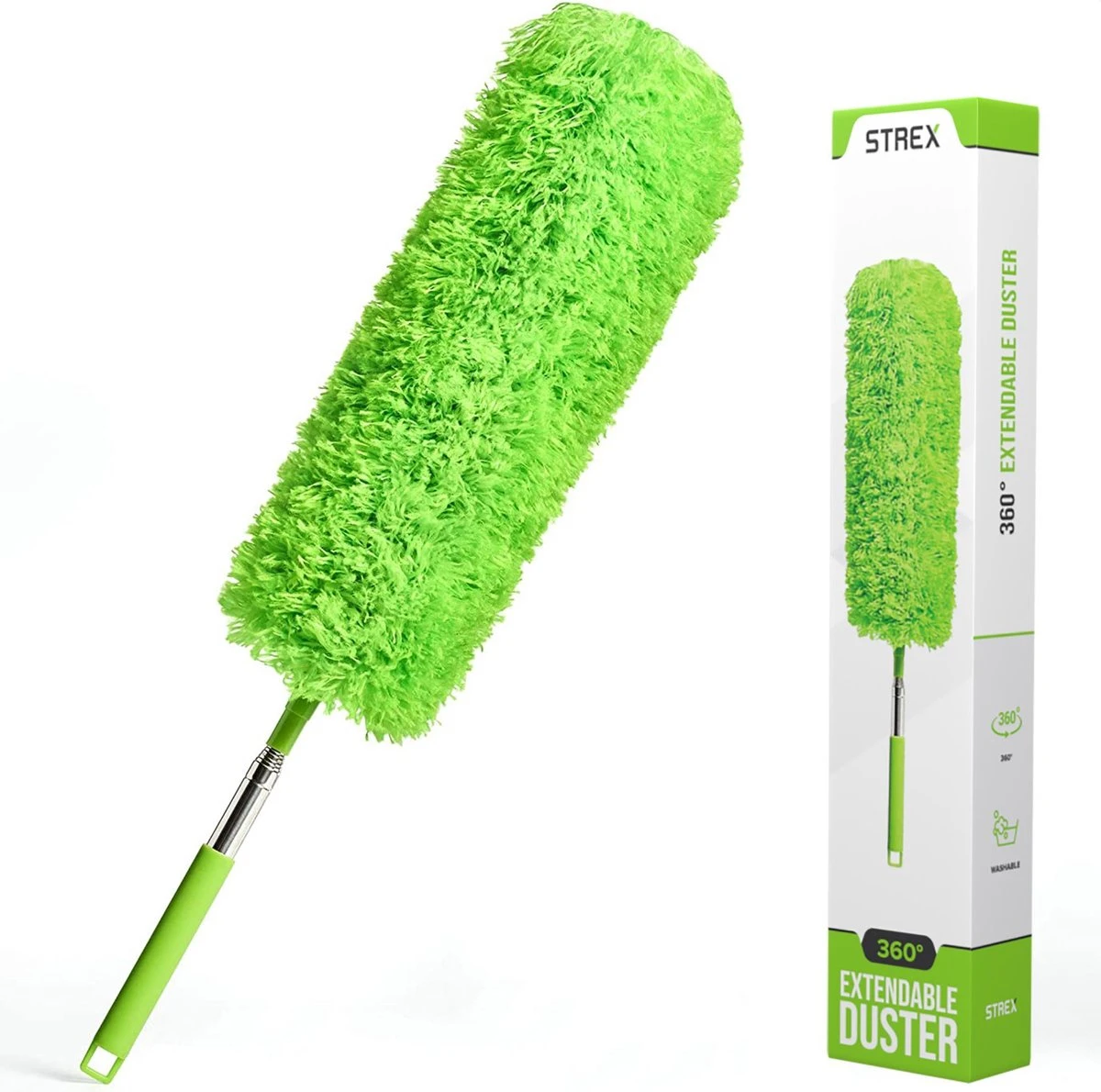 Strex Telescopische Plumeau Met Telescoopsteel - 60 Tot 140 Cm - Uitschuifbaar - Wasbaar - Flexibel 360° Draaibaar - Microvezel Ragebol 1 Strex Telescopische Plumeau Met Telescoopsteel - 60 Tot 140 Cm - Uitschuifbaar - Wasbaar - Flexibel 360° Draaibaar - Microvezel Ragebol