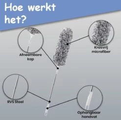 Fain® Plumeau Met Telescoopsteel – Grijs – 80 Tot 280 Cm - Uitschuifbaar – Wasbaar - Flexibel 360° Draaibaar – Duster - Microvezel Ragebol -Winkel Voor Schoonmaakartikelen 1200x1190 5