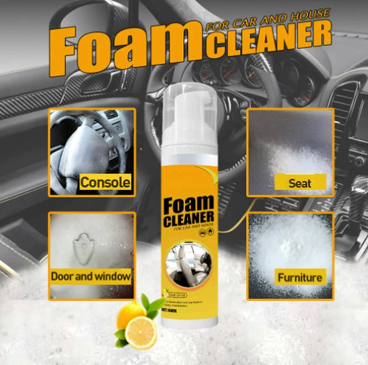 TLVX Bekleding Reiniger / Schuim Reiniger / Vlekken Reinigen / Interieur Reiniger / Foam Cleaner / 150ml / Auto Schoonmaak / Citroen Geur / Auto Interieur Reiniger / Vlekken Verwijderen Bankstel / Auto Stoel Schoonmaken / Effectief! 4 TLVX Bekleding Reiniger / Schuim Reiniger / Vlekken Reinigen / Interieur Reiniger / Foam Cleaner / 150ml / Auto Schoonmaak / Citroen Geur / Auto Interieur Reiniger / Vlekken Verwijderen Bankstel / Auto Stoel Schoonmaken / Effectief! - Afbeelding 4